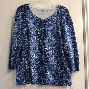 Blue and white cardigan